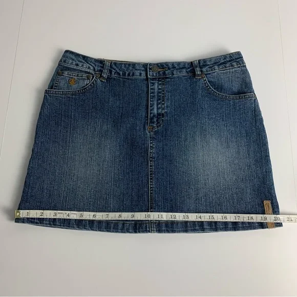 Vintage Rocawear Jean Mini Skirt Y2k Hip Hop Blue Denim Womens Size 9/10 - Picture 7 of 11